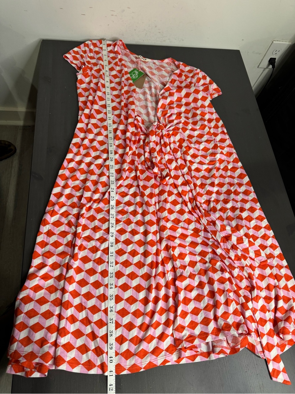 Boden Joanna Cap Sleeve Wrap Dress In Red Diamond Cube - Picture 10 of 10